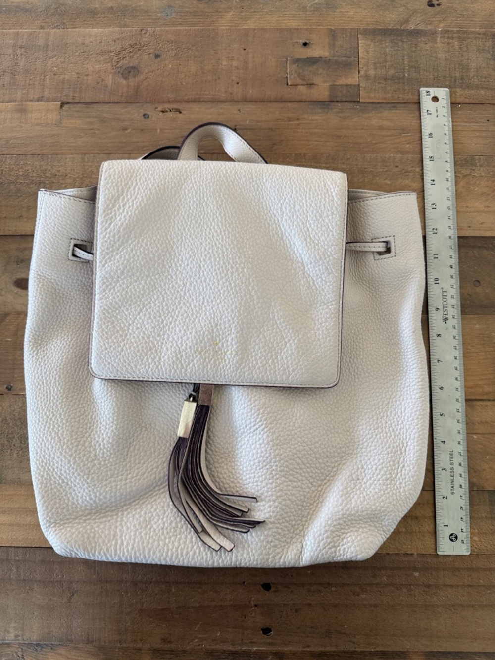 kate spade Pebble Leather Drawstring Backpack in Light Cream - Picture 8 of 8